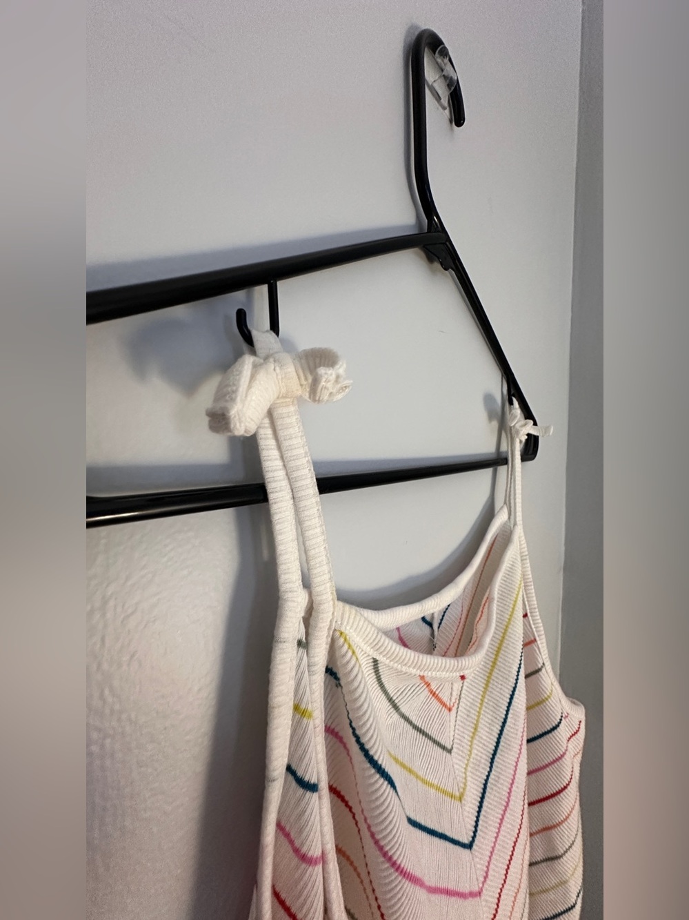 White Multicolor Striped Ribbed Tank Top - Picture 3 of 4